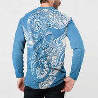 Personalised New Zealand Autism Awareness Button Sweatshirt NZ Fern With Maori Koru Lizard LT14 - Polynesian Pride