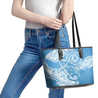 Personalised New Zealand Autism Awareness Leather Tote Bag NZ Fern With Maori Koru Lizard LT14 - Polynesian Pride