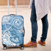 Personalised New Zealand Autism Awareness Luggage Cover NZ Fern With Maori Koru Lizard LT14 Blue - Polynesian Pride