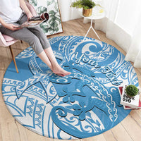 Personalised New Zealand Autism Awareness Round Carpet NZ Fern With Maori Koru Lizard