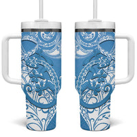 New Zealand Autism Awareness Tumbler With Handle NZ Fern With Maori Koru Lizard LT14 One Size: 40 oz Blue - Polynesian Pride