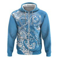 Personalised New Zealand Autism Awareness Zip Hoodie NZ Fern With Maori Koru Lizard LT14 Zip Hoodie Blue - Polynesian Pride