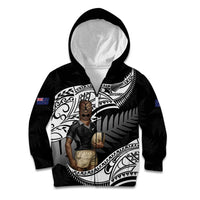 Custom New Zealand Silver Fern Rugby Kid Hoodie 2024 Aotearoa Maori Mascot Go All Black