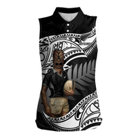 Custom New Zealand Silver Fern Rugby Women Sleeveless Polo Shirt 2024 Aotearoa Maori Mascot Go All Black