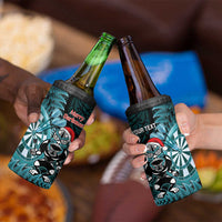 Personalised New Zealand Darts Christmas 4 in 1 Can Cooler Tumbler Maori Fern Merry Dartsmas - Polynesian Pride