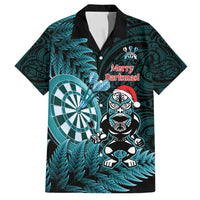 Personalised New Zealand Darts Christmas Family Matching Off Shoulder Maxi Dress and Hawaiian Shirt Maori Fern Merry Dartsmas - Polynesian Pride