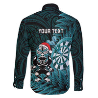 Personalised New Zealand Darts Christmas Family Matching Off Shoulder Maxi Dress and Hawaiian Shirt Maori Fern Merry Dartsmas - Polynesian Pride