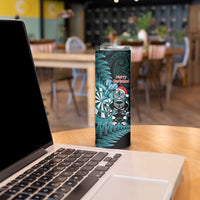 Personalised New Zealand Darts Christmas Skinny Tumbler Maori Fern Merry Dartsmas - Polynesian Pride
