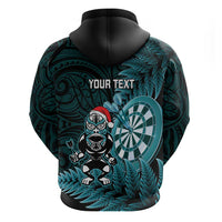 Personalised New Zealand Darts Christmas Zip Hoodie Maori Fern Merry Dartsmas - Polynesian Pride