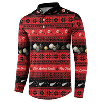 New Zealand Darts Christmas Button Sweatshirt Merry Xmas Aotearoa Maori Red - Polynesian Pride
