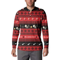 New Zealand Darts Christmas Button Sweatshirt Merry Xmas Aotearoa Maori Red - Polynesian Pride