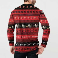 New Zealand Darts Christmas Button Sweatshirt Merry Xmas Aotearoa Maori Red - Polynesian Pride