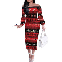 New Zealand Darts Christmas Family Matching Off The Shoulder Long Sleeve Dress and Hawaiian Shirt Merry Xmas Aotearoa Maori Red - Polynesian Pride