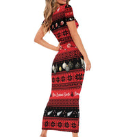 New Zealand Darts Christmas Family Matching Short Sleeve Bodycon Dress and Hawaiian Shirt Merry Xmas Aotearoa Maori Red - Polynesian Pride