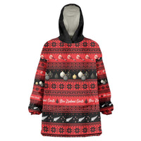 New Zealand Darts Christmas Wearable Blanket Hoodie Merry Xmas Aotearoa Maori Red - Polynesian Pride