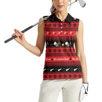 New Zealand Darts Christmas Women Sleeveless Polo Shirt Merry Xmas Aotearoa Maori Red - Polynesian Pride