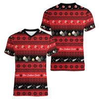 New Zealand Darts Christmas Women V-Neck T-Shirt Merry Xmas Aotearoa Maori Red - Polynesian Pride