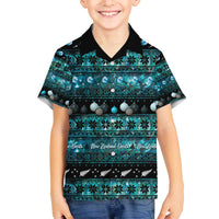 New Zealand Darts Christmas Family Matching Off The Shoulder Long Sleeve Dress and Hawaiian Shirt Merry Xmas Aotearoa Maori Paua Shell - Polynesian Pride