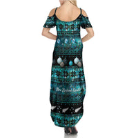New Zealand Darts Christmas Family Matching Summer Maxi Dress and Hawaiian Shirt Merry Xmas Aotearoa Maori Paua Shell - Polynesian Pride