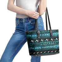 New Zealand Darts Christmas Leather Tote Bag Merry Xmas Aotearoa Maori Paua Shell - Polynesian Pride