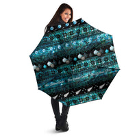 New Zealand Darts Christmas Umbrella Merry Xmas Aotearoa Maori Paua Shell - Polynesian Pride