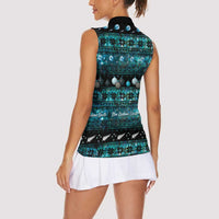 New Zealand Darts Christmas Women Sleeveless Polo Shirt Merry Xmas Aotearoa Maori Paua Shell - Polynesian Pride