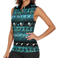 New Zealand Darts Christmas Women Sleeveless Polo Shirt Merry Xmas Aotearoa Maori Paua Shell - Polynesian Pride