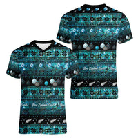 New Zealand Darts Christmas Women V-Neck T-Shirt Merry Xmas Aotearoa Maori Paua Shell - Polynesian Pride