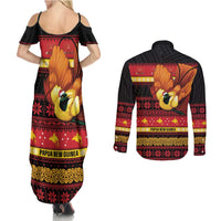 Papua New Guinea Christmas Couples Matching Summer Maxi Dress and Long Sleeve Button Shirt Bikpela hamamas blong dispela Krismas - Polynesian Pride
