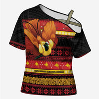 Papua New Guinea Christmas Cross Shoulder Shirt Bikpela hamamas blong dispela Krismas LT14 Female Red - Polynesian Pride