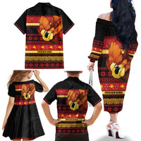 Papua New Guinea Christmas Family Matching Off The Shoulder Long Sleeve Dress and Hawaiian Shirt Bikpela hamamas blong dispela Krismas - Polynesian Pride