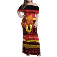 Papua New Guinea Christmas Family Matching Off Shoulder Maxi Dress and Hawaiian Shirt Bikpela hamamas blong dispela Krismas - Polynesian Pride