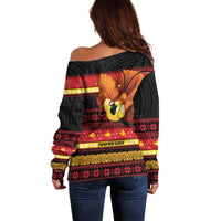 Papua New Guinea Christmas Off Shoulder Sweater Bikpela hamamas blong dispela Krismas - Polynesian Pride