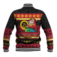 Vanuatu Christmas Baseball Jacket Joyeux Noel Surfing Santa With Boar Tusk LT14 - Polynesian Pride