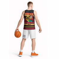 Vanuatu Christmas Basketball Jersey Joyeux Noel Surfing Santa With Boar Tusk LT14 - Polynesian Pride