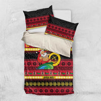 Vanuatu Christmas Bedding Set Joyeux Noel Surfing Santa With Boar Tusk - Polynesian Pride