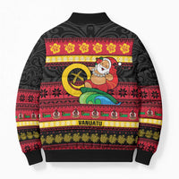 Vanuatu Christmas Bomber Puffer Jacket Joyeux Noel Surfing Santa With Boar Tusk LT14 - Polynesian Pride