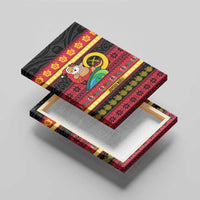 Vanuatu Christmas Canvas Wall Art Joyeux Noel Surfing Santa With Boar Tusk LT14 - Polynesian Pride