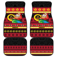 Vanuatu Christmas Car Mats Joyeux Noel Surfing Santa With Boar Tusk LT14 - Polynesian Pride