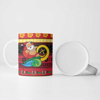 Vanuatu Christmas Ceramic Mug Joyeux Noel Surfing Santa With Boar Tusk LT14 - Polynesian Pride