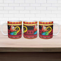Vanuatu Christmas Ceramic Mug Joyeux Noel Surfing Santa With Boar Tusk LT14 - Polynesian Pride