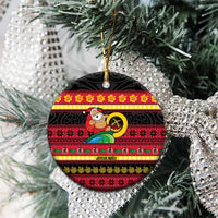 Vanuatu Christmas Ceramic Ornament Joyeux Noel Surfing Santa With Boar Tusk LT14 - Polynesian Pride