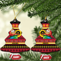 Vanuatu Christmas Ceramic Ornament Joyeux Noel Surfing Santa With Boar Tusk LT14 Christmas Tree Red - Polynesian Pride