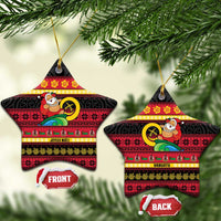 Vanuatu Christmas Ceramic Ornament Joyeux Noel Surfing Santa With Boar Tusk LT14 Star Red - Polynesian Pride