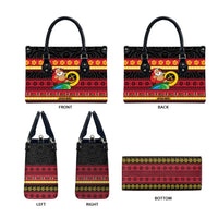 Vanuatu Christmas Leather Bag Joyeux Noel Surfing Santa With Boar Tusk - Polynesian Pride