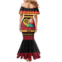 Vanuatu Christmas Mermaid Dress Joyeux Noel Surfing Santa With Boar Tusk - Polynesian Pride