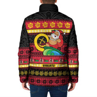 Vanuatu Christmas Padded Jacket Joyeux Noel Surfing Santa With Boar Tusk LT14 - Polynesian Pride