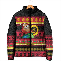 Vanuatu Christmas Padded Jacket Joyeux Noel Surfing Santa With Boar Tusk LT14 - Polynesian Pride