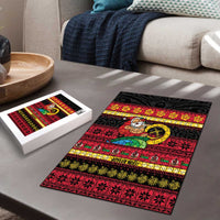 Vanuatu Christmas Puzzle Joyeux Noel Surfing Santa With Boar Tusk LT14 - Polynesian Pride