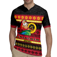 Vanuatu Christmas Rugby Jersey Joyeux Noel Surfing Santa With Boar Tusk LT14 - Polynesian Pride